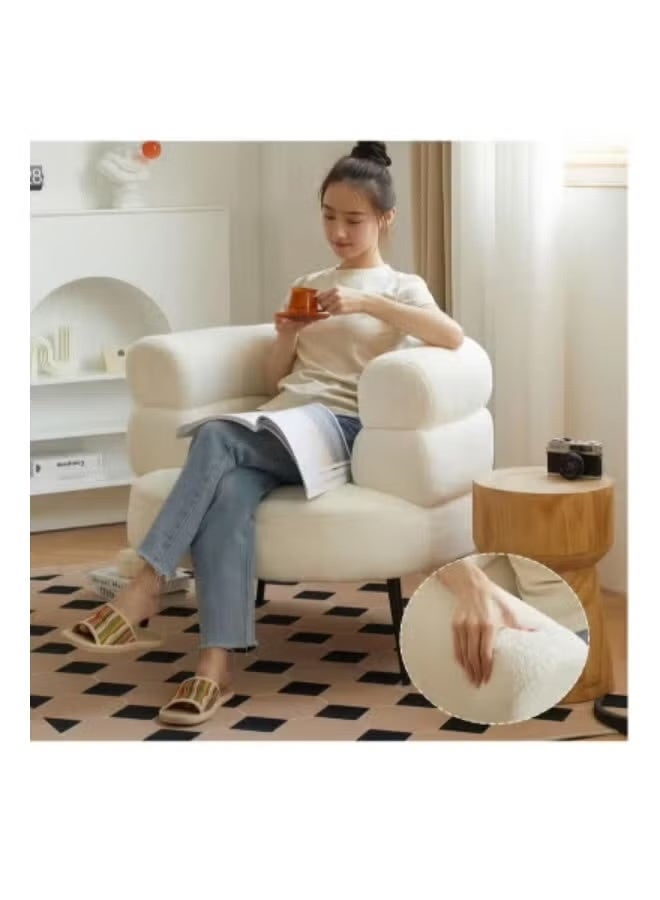 Kawkab Modern Boucle Accent Chair with Scandi-Style Legs WHITE - Image 4